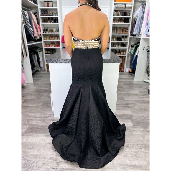 Rachel Allan Black Jacquard Formal Pageant Gown $1198 - Picture 7 of 13